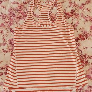 Athleta Orange and White Striped Tank Top